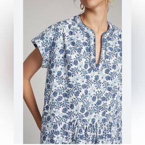 Saloni XS Ashley-B Dress Blue and White